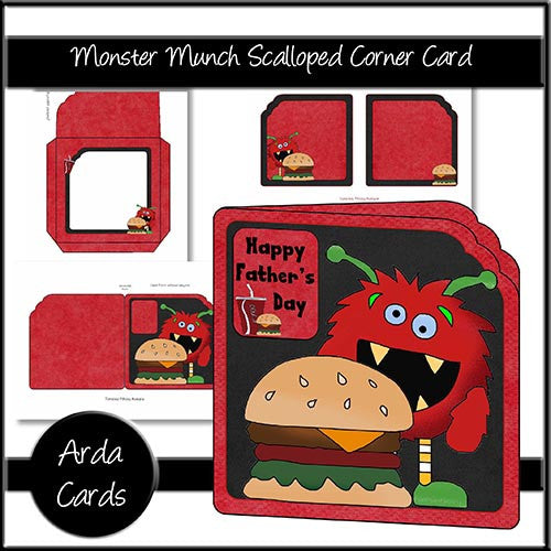 Monster Munch Scalloped Corner Card - The Printable Craft Shop