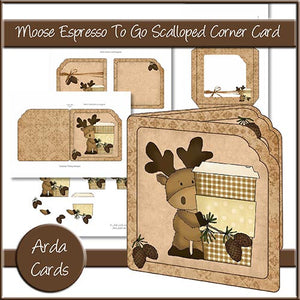 Moose Espresso To Go Scalloped Corner Card - The Printable Craft Shop