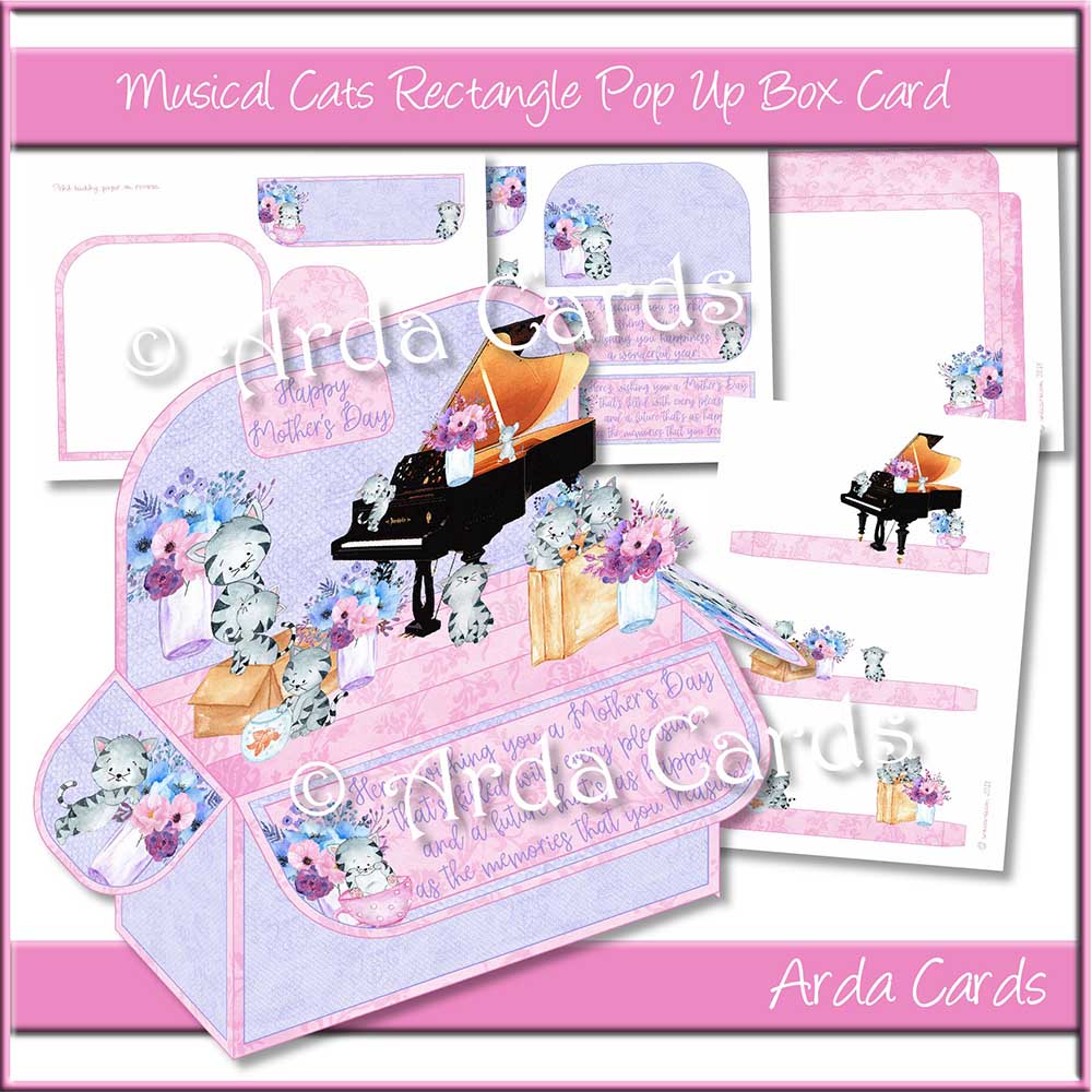 Musical Cats Rectangle Pop Up Box Card