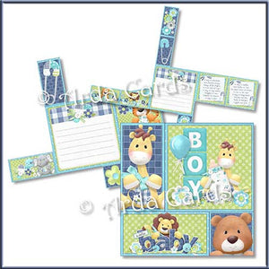 New Baby Boy 4 Fold Flap Card - The Printable Craft Shop - 2