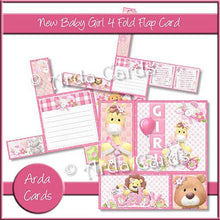 Load image into Gallery viewer, New Baby Girl 4 Fold Flap Card - The Printable Craft Shop - 1
