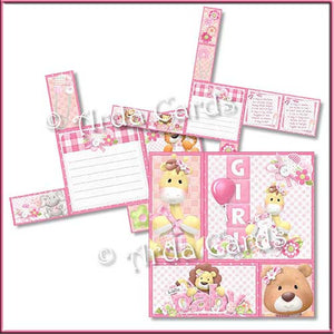 New Baby Girl 4 Fold Flap Card - The Printable Craft Shop - 2