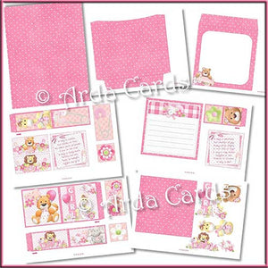 New Baby Girl 4 Fold Flap Card - The Printable Craft Shop