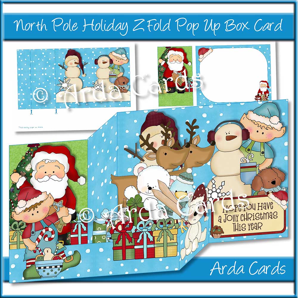 North Pole Holiday Z Fold Pop Up Box Card