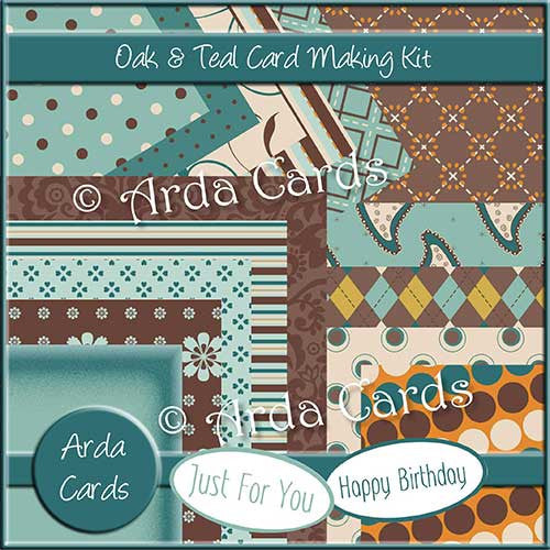 Oak & Teal Card Making Kit - The Printable Craft Shop