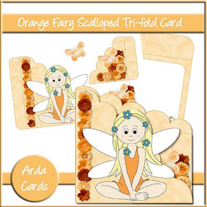 Orange Fairy Scalloped Trifold Card - The Printable Craft Shop