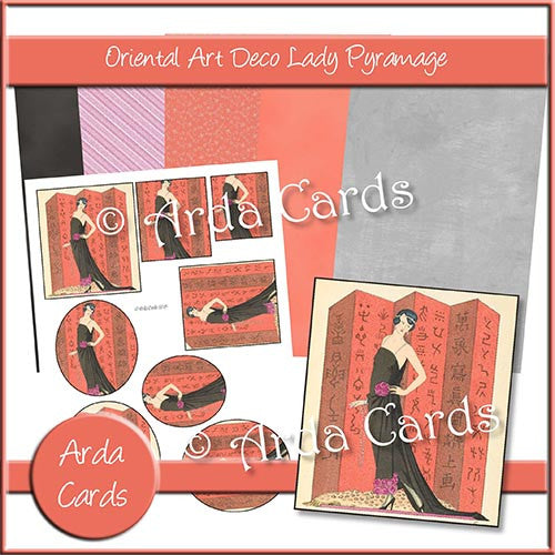 Oriental Art Deco Lady Pyramage Set - The Printable Craft Shop