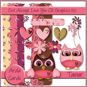 Owl Always Love You! CU Graphics Kit Taster Kit - The Printable Craft Shop