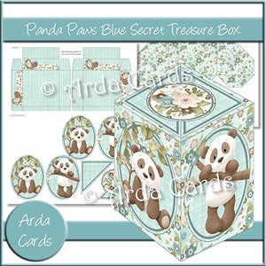 Panda Paws Blue Secret Treasure Box - The Printable Craft Shop
