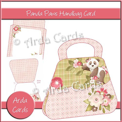 Panda Paws Handbag Card - The Printable Craft Shop