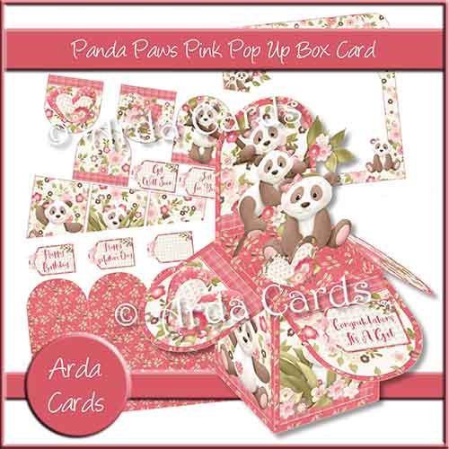 Panda Paws Pink Pop Up Box Card