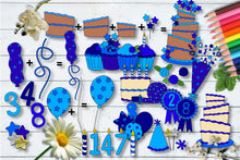 Load image into Gallery viewer, Party Time In Blue CU Clipart &amp; Paper