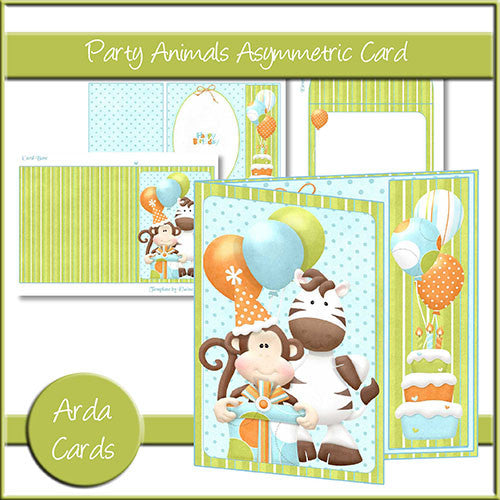 Party Animals Asymmetric Card - The Printable Craft Shop
