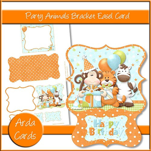 Party Animals Bracket Easel Card - The Printable Craft Shop