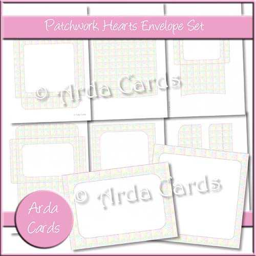 Patchwork Hearts Envelope Set - The Printable Craft Shop