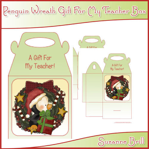 Penguin Wreath Gift For My Teacher Box - The Printable Craft Shop