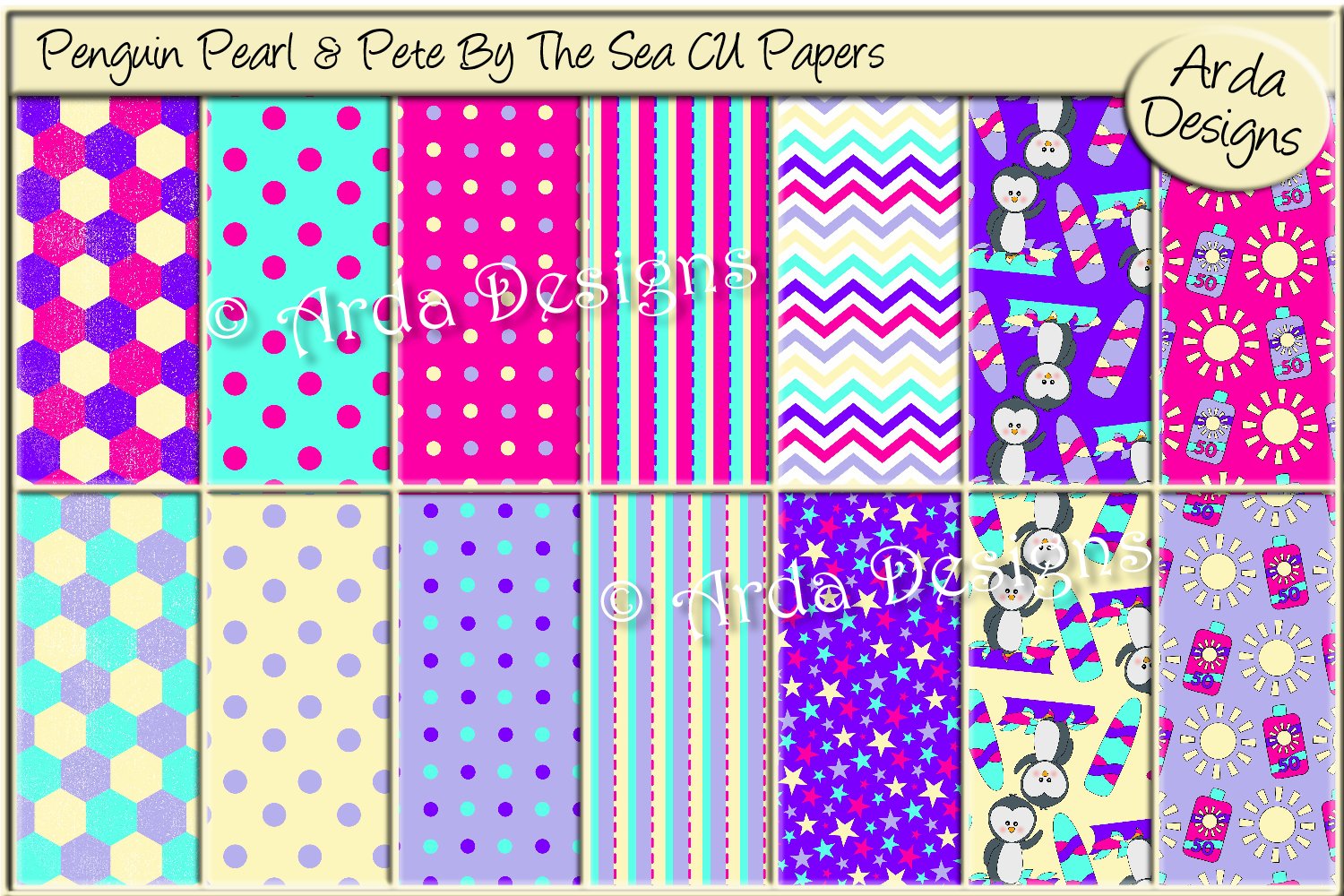 Penguin Pearl & Pete By The Sea CU Papers