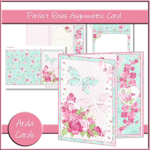 Perfect Roses Asymmetric Card - The Printable Craft Shop