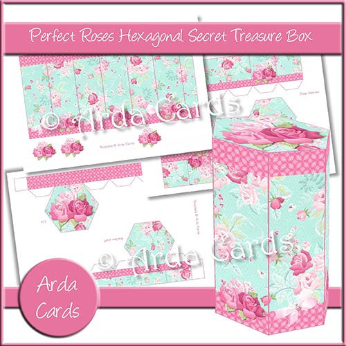 Perfect Roses Hexagonal Secret Treasure Box - The Printable Craft Shop