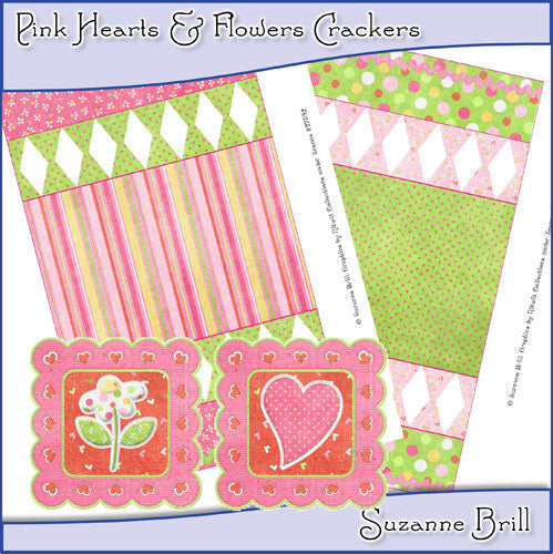 Pink Hearts & Flowers Crackers - The Printable Craft Shop