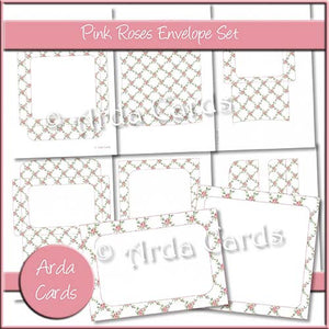 Pink Roses Envelope Set - The Printable Craft Shop