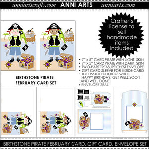February Birthstone Pirate Printable Card Making Kit