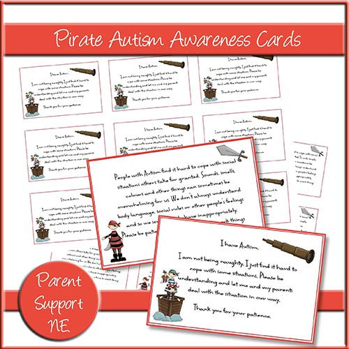 Pirate Autism Awareness Cards - The Printable Craft Shop