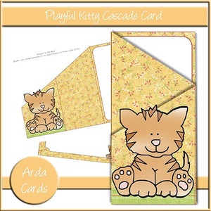 Playful Kitty Cascade Card - The Printable Craft Shop