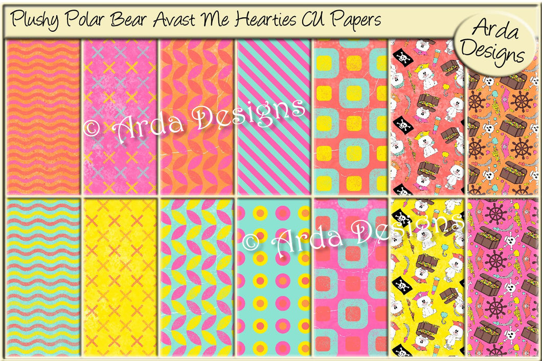 Plushy Polar Bear Avast Me Hearties CU Paper