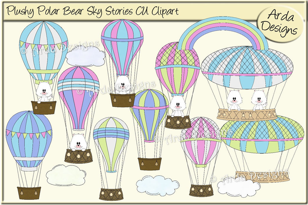 Plushy Polar Bear Sky Stories CU Clipart