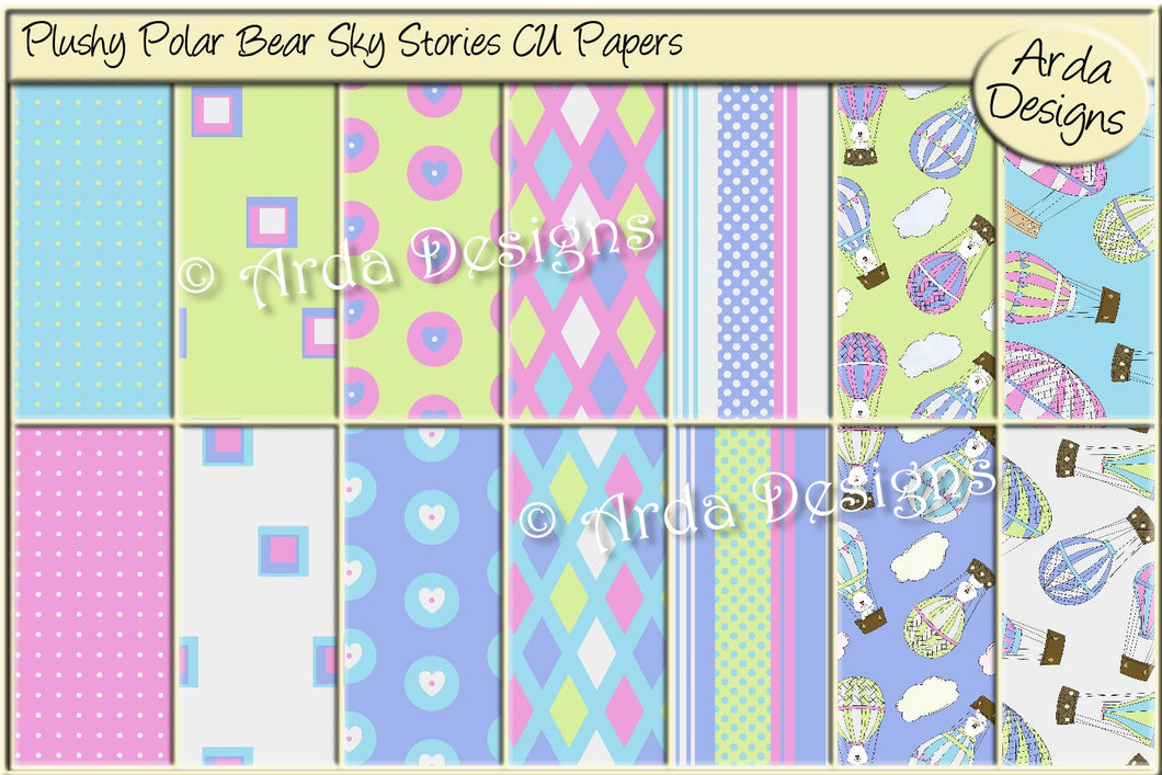 Plushy Polar Bear Sky Stories CU Paper