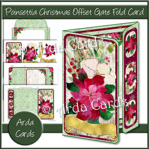 Poinsettia Christmas Offset Gate Fold Card