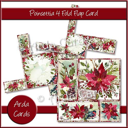 Poinsettia 4 Fold Flap Card