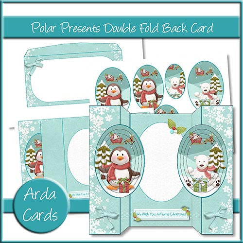 Polar Presents Double Fold Back Card - The Printable Craft Shop