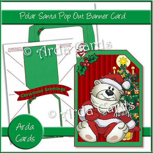 Polar Santa Pop Out Banner Card - The Printable Craft Shop