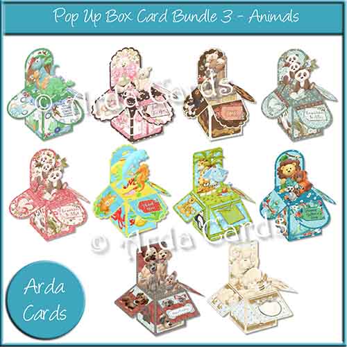 Pop Up Box Card Bundle 3 - Animals