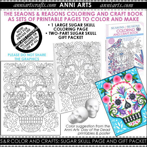 Colour & Make: Sugar Skull Colouring Page & Packet - The Printable Craft Shop