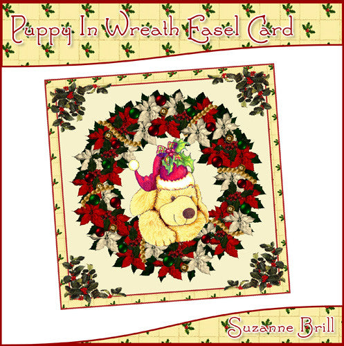 Puppy In Wreath Easel Card - The Printable Craft Shop