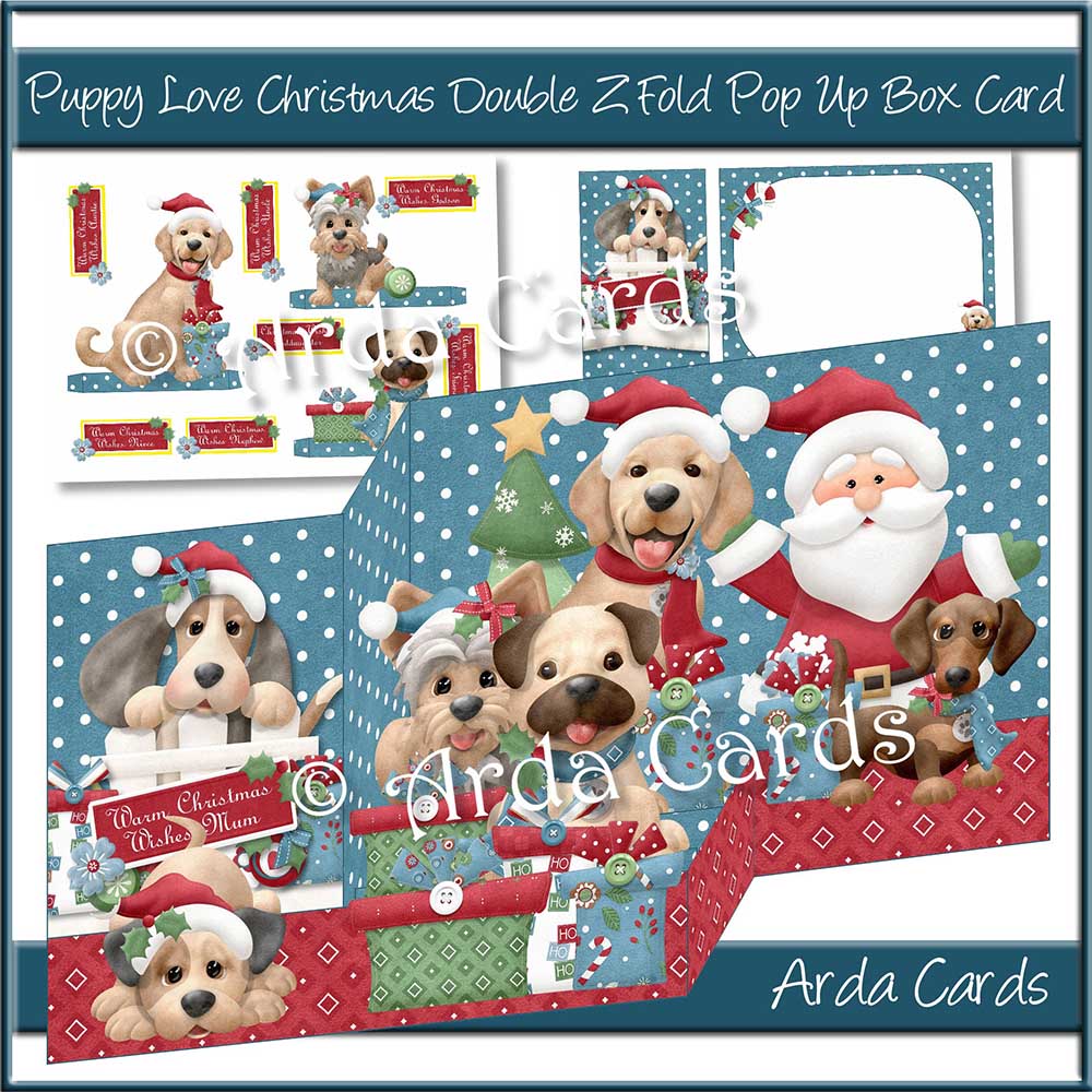 Puppy Love Christmas Double Z Fold Card