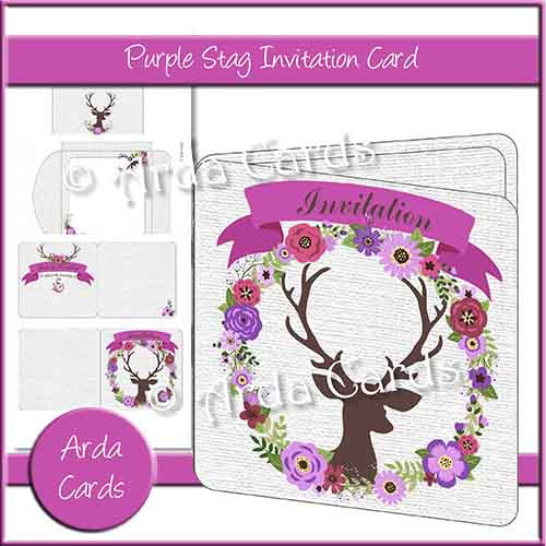 Purple Stag Invitation Card