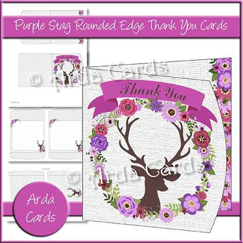 Purple Stag Rounded Edge Thank You Card