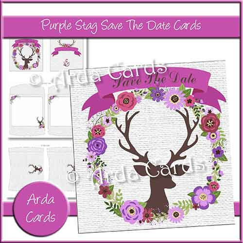 Purple Stag Save The Date Cards