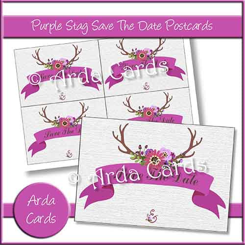 Purple Stag Save The Date Postcards