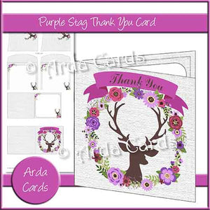 Purple Stag Thank You Card