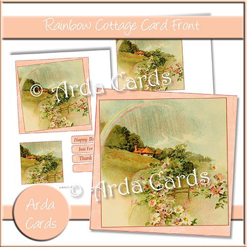 Rainbow Cottage Card Front - The Printable Craft Shop