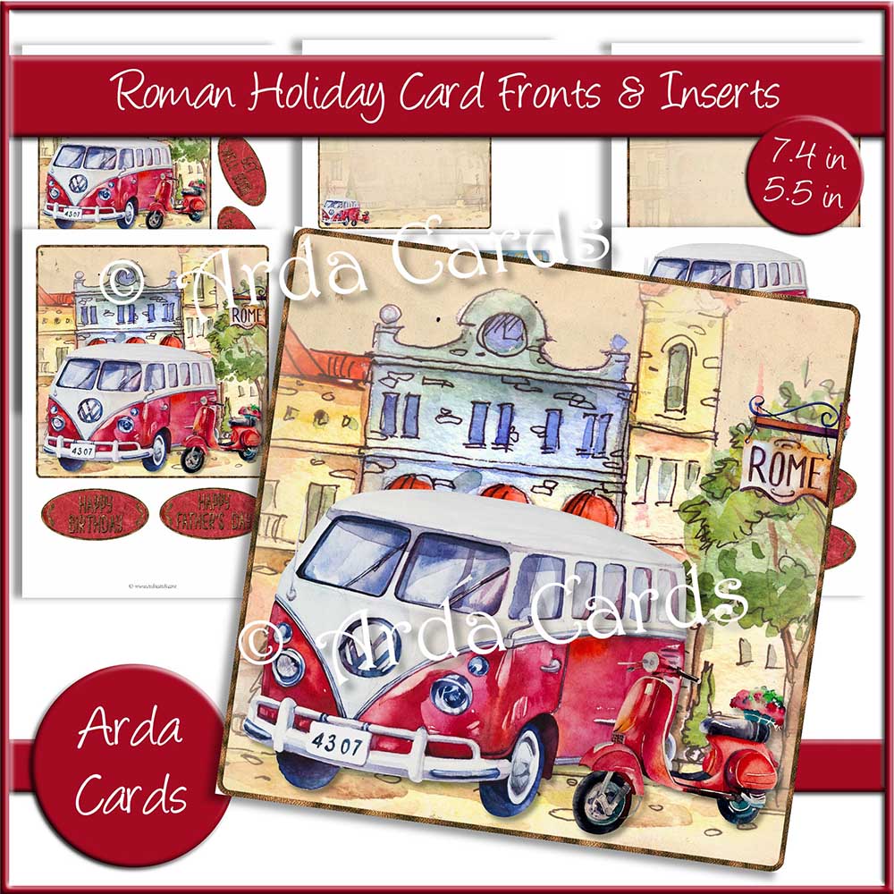 Roman Holiday 7.4in & 5.5in Card Fronts & Inserts