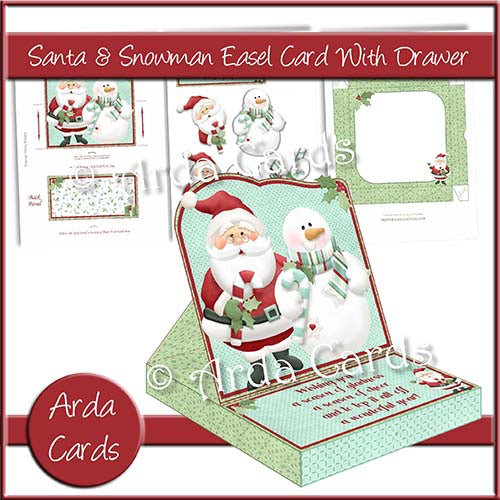 Santa & Snowman Easel Card With Drawer - The Printable Craft Shop