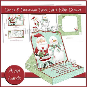 Santa & Snowman Easel Card With Drawer - The Printable Craft Shop