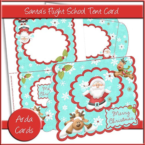 Santa's Flight School Tent Card - The Printable Craft Shop