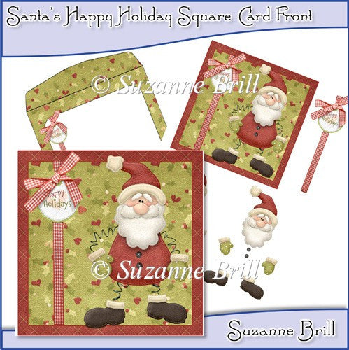 Santa's Happy Holiday Decoupage Card Front - The Printable Craft Shop